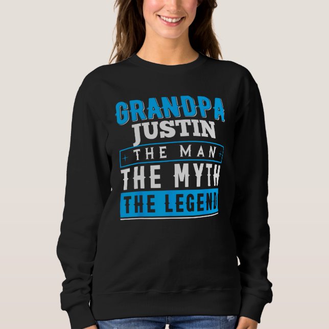 Grandpa JUSTIN The Man The Myth The Legend T Shirt (Framsida)