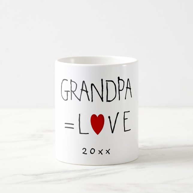 GRANDPA=KÄRLEK (eller Namn) Fars dag Gift Muggar (Center)
