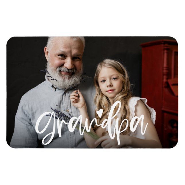 Grandpa Kärlek Script Personlig Gift Photo Magnet (Horisontell)