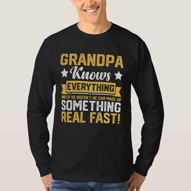 Grandpa Knows Everything 60th  Father s Day T Shirt (Framsida)