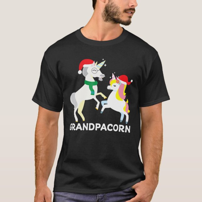Grandpa-Maj Unicorn Matching Family Pajama Kristus T Shirt (Framsida)