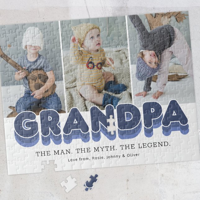 Grandpa Man Myth Legend 3 Photo Jigszle Puzzle Pussel (Skapare uppladdad)