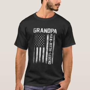 Grandpa Man Myth Legend American Flagga Fars dag T Shirt