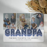 Grandpa Man Myth Legend Photo Plaque<br><div class="desc">Cute morfar-fotoplack med tre familjers bilder som ersätter med din egen,  titeln "morpa",  en personlig som lyder "mannen,  myten,  legenden" och barnbarn namn.</div>