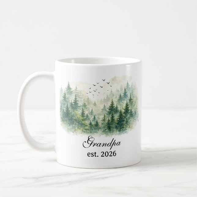 Grandpa Misty Forest Watercolor Kaffemugg (Vänster)
