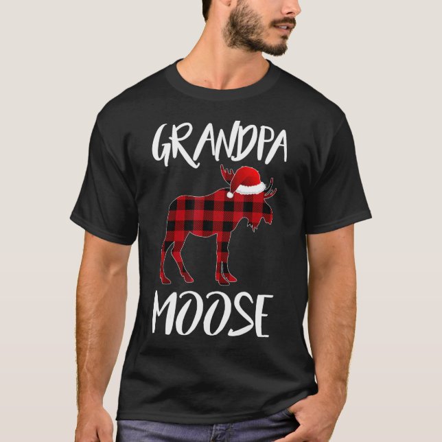 Grandpa Moose Buffalo Red Plade jultomten Fa T Shirt (Framsida)