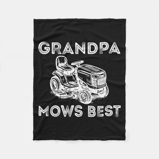 Grandpa Mows Funny Lawn Mower Father's Day Papa  Fleecefilt (Framsidan)