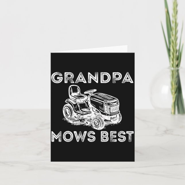 Grandpa Mows Funny Lawn Mower Father's Day Papa  Kort (Framsida)