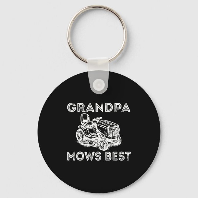 Grandpa Mows Funny Lawn Mower Father's Day Papa  Nyckelring (Framsida)
