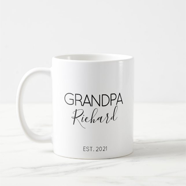Grandpa Namn Gravid Announcement Gift Kaffemugg (Vänster)