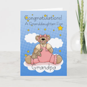 Grandpa Nyfödd bebis Girl Grattiss Kort