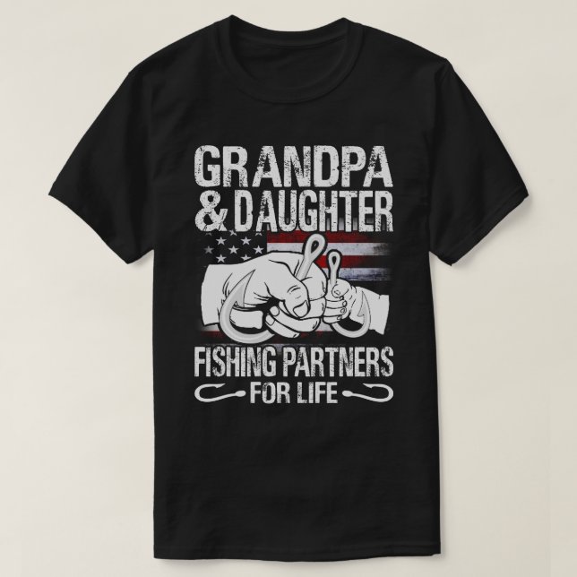 GRANDPA och DAUGHTER Matching Shirts Fishing Partn T Shirt (Design framsida)