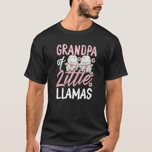 Grandpa of Little Llamas New Born Twin Girls Grand T Shirt (Framsida)