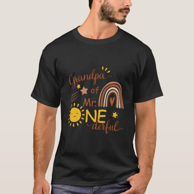Grandpa Of Mr One-Derful Py Boho Sun 1St T Shirt (Framsida)