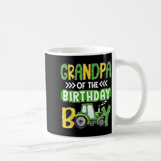 Grandpa Of The Birthday Boy Tractors Farm Trucks F Kaffemugg (Höger)