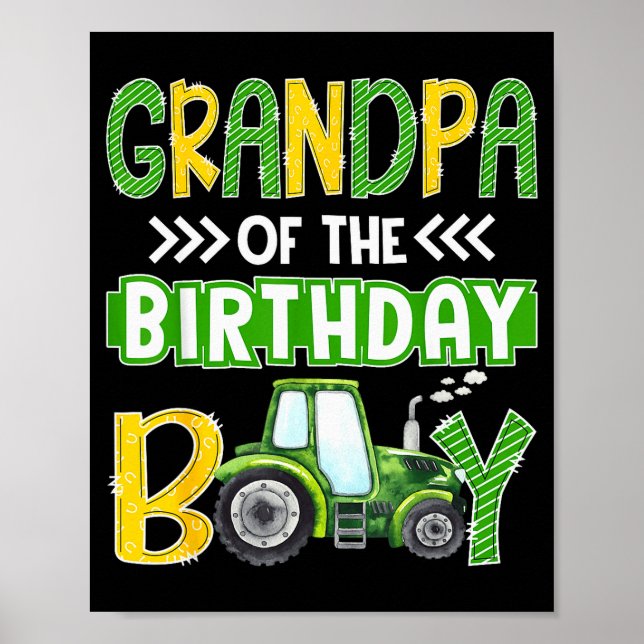 Grandpa Of The Birthday Boy Tractors Farm Trucks F Poster (Framsidan)