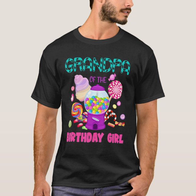 Grandpa Of The Birthday Girl Candyland Candy Birth T Shirt (Framsida)
