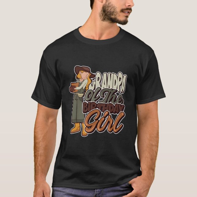 Grandpa Of The Bithday Farmer Theme T Shirt (Framsida)
