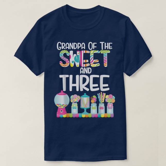 Grandpa Of The Sweet and Three Candy Birthday Loll T Shirt (Design framsida)