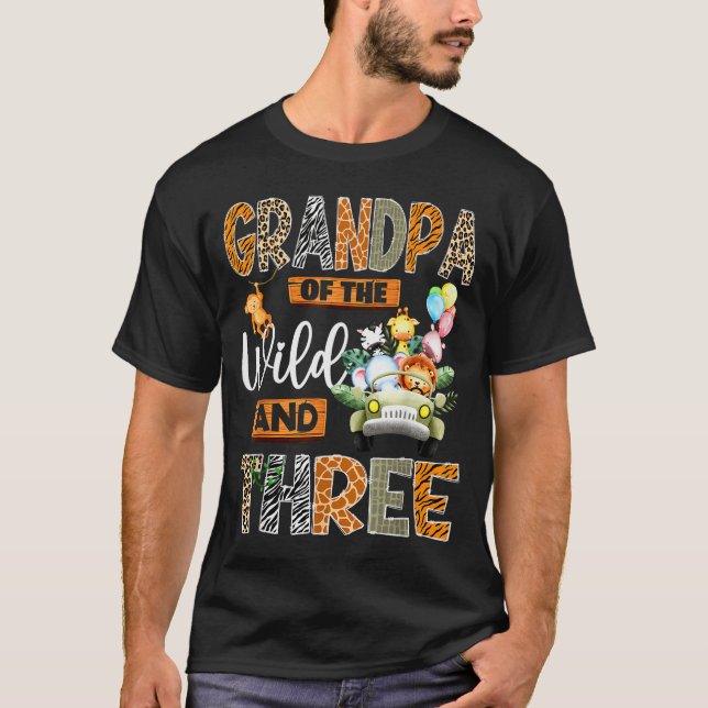 Grandpa Of The Wild And Three 3rd Birthday Boy Saf T Shirt (Framsida)