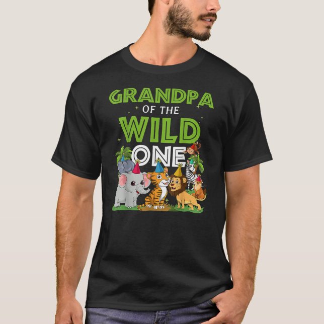 Grandpa of the Wild One Zoo Birthday Safari T Shirt (Framsida)