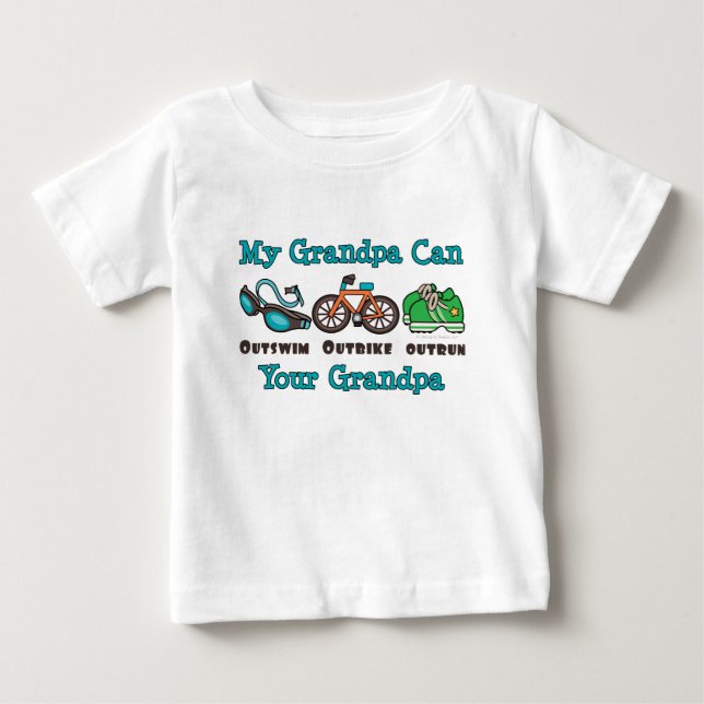 Grandpa Outsimcraft Outcycle Outrun Triathlon Baby T-shirt (Framsida)