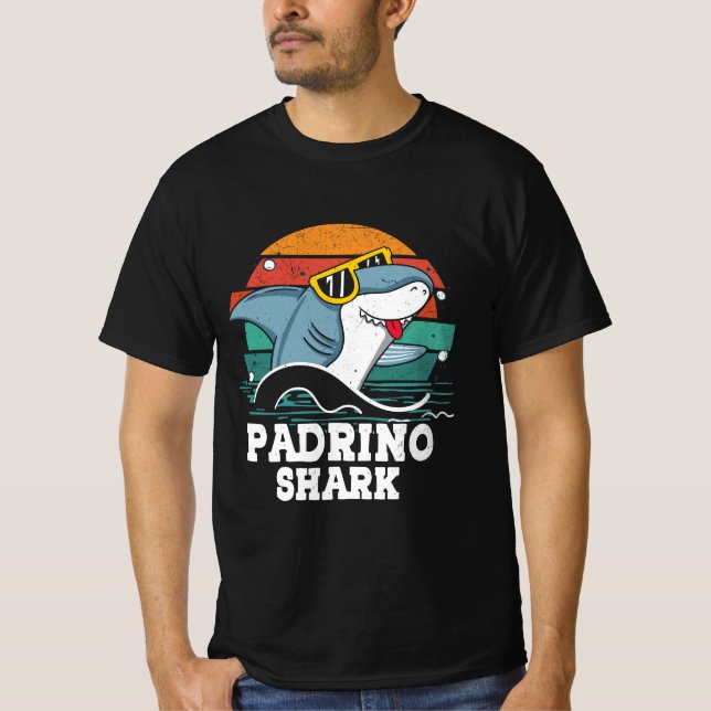 Grandpa pappa Padrino Shark Spansk Godfather Vint T Shirt (Framsida)