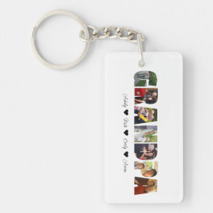 Grandpa Photo Collage Acrylic Keychain 7 Foton Nyckelring