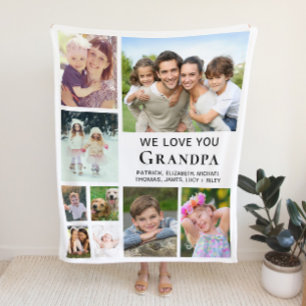 Grandpa Photo Collage Fleecefilt