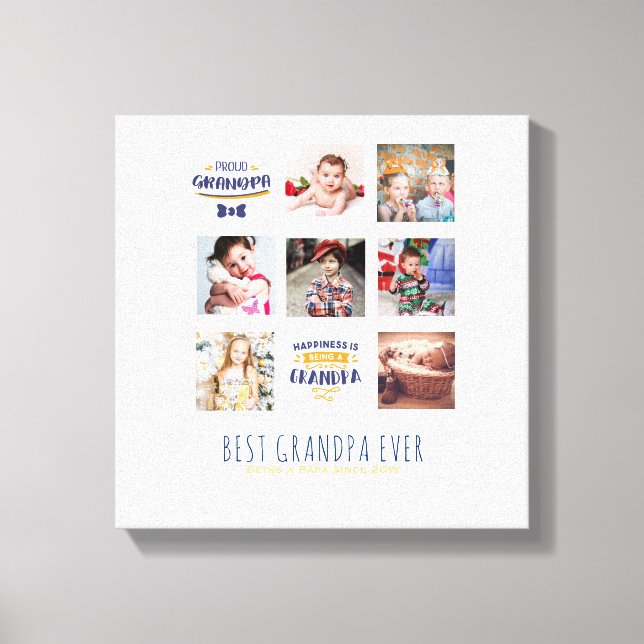 GRANDPA PHOTO COLLAGE GIFT Proud Pappa Pops Gramps Canvastryck (Framsida)