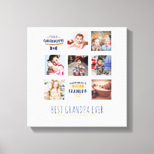 GRANDPA PHOTO COLLAGE GIFT Proud Pappa Pops Gramps Canvastryck