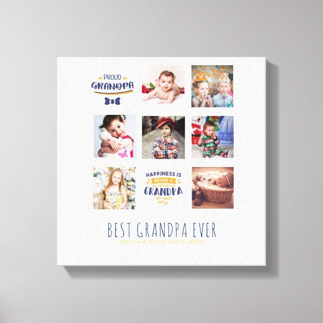 GRANDPA PHOTO COLLAGE GIFT Proud Pappa Pops Gramps Canvastryck (Framsida)