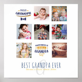GRANDPA PHOTO COLLAGE GIFT Proud Pappa Pops Gramps Poster