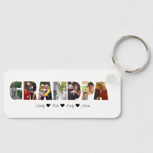 Grandpa Photo Collage Keychain med 7 foton Nyckelring