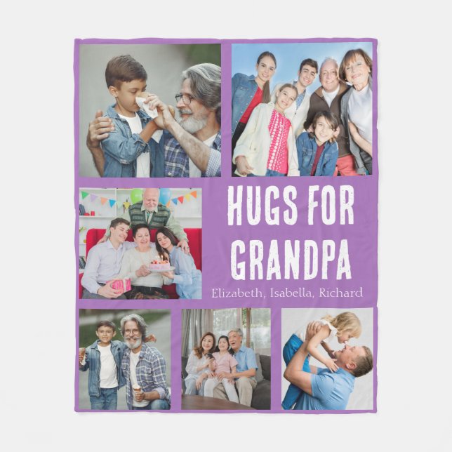 Grandpa Photo Custom Throw Keepsake Gift Fleecefilt (Framsidan)