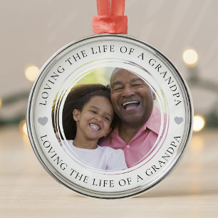 Grandpa Photo Keepsaké Gift Julgransprydnad Metall