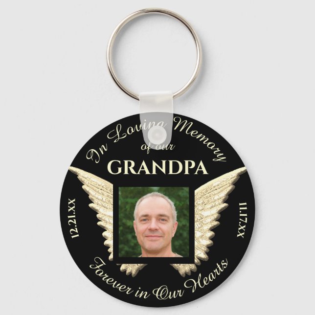Grandpa Photo Memorial Keychain Nyckelring (Framsida)