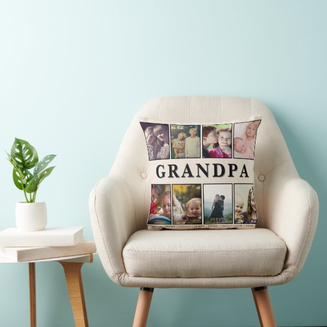 Grandpa Pillow – 8 Photos & Grandkids’ Names Kudde (Stol)