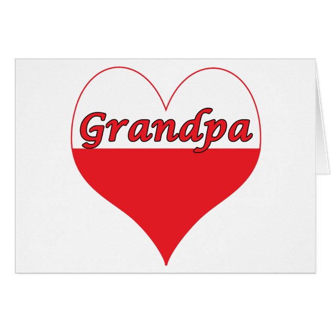 Grandpa polska Heart Hälsningskort (Framsidan Horizontal)