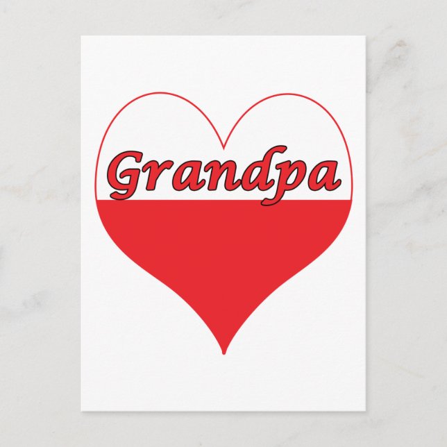 Grandpa polska Heart Vykort (Framsida)