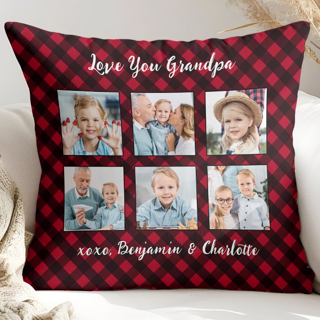 Grandpa Red Buffalo Play Photo Collage jul Kudde (Skapare uppladdad)