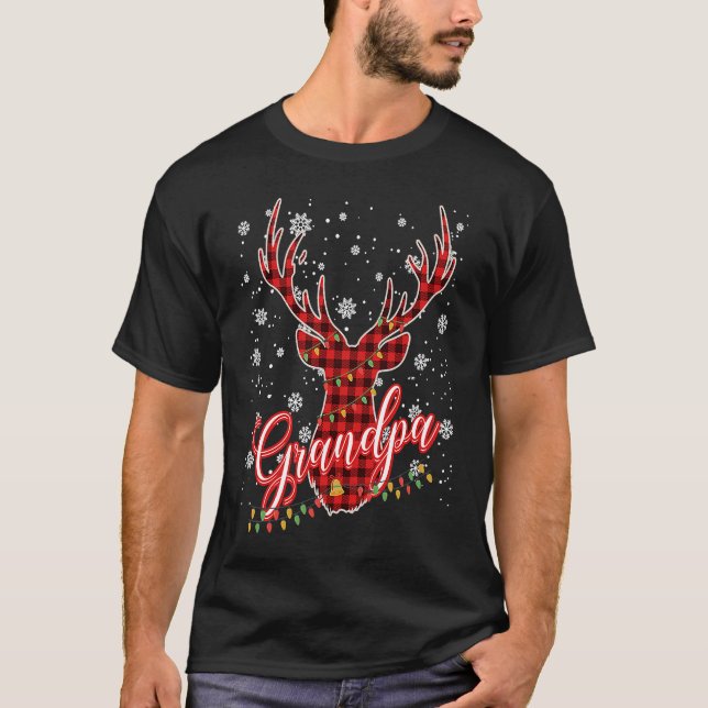 Grandpa Reindeer Family Matching Pyjama Christmas T Shirt (Framsida)