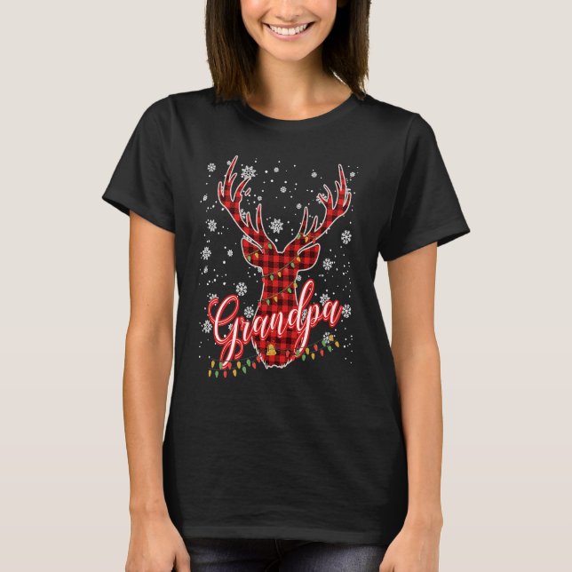 Grandpa Reindeer Family Matching Pyjama Christmas T Shirt (Framsida)