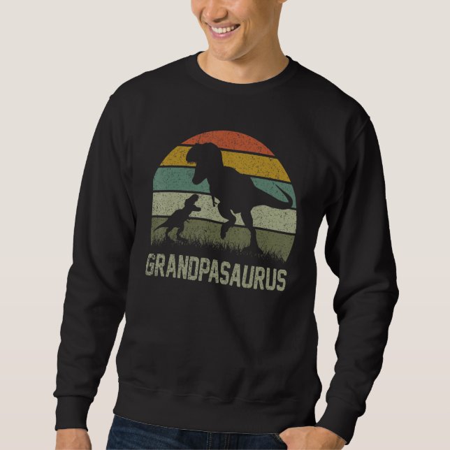 Grandpa Saurus T Rex Dinosaur GrandpaSaurus Family Lång Ärmad Tröja (Framsida)