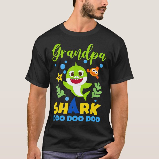 Grandpa Shark Gift Cute Baby Shark Family T Shirt (Framsida)