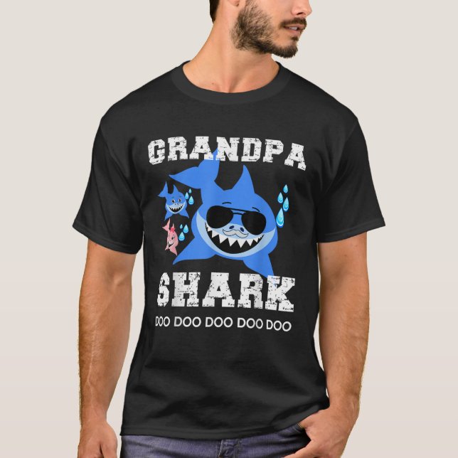 Grandpa Shark Manar Kids Women Family Matching Fat T Shirt (Framsida)