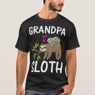 Grandpa Sloth Hearts Autistic Sloth Autism Awarene T Shirt