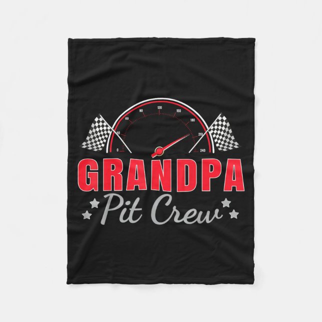 Grandpa T Crew Race Car Driver Birthday Party Raci Fleecefilt (Framsidan)