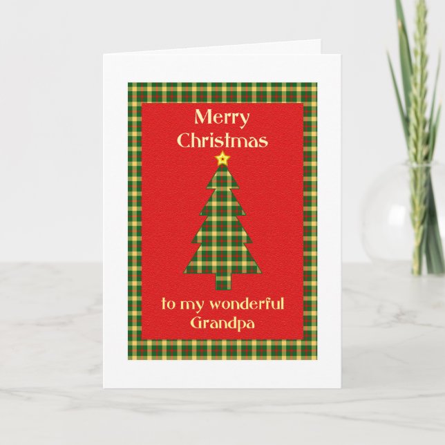 Grandpa Tartan Julgran Helgkort (Framsida)