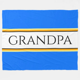GRANDPA-text Blåvit Tävla Rand Fleecefilt